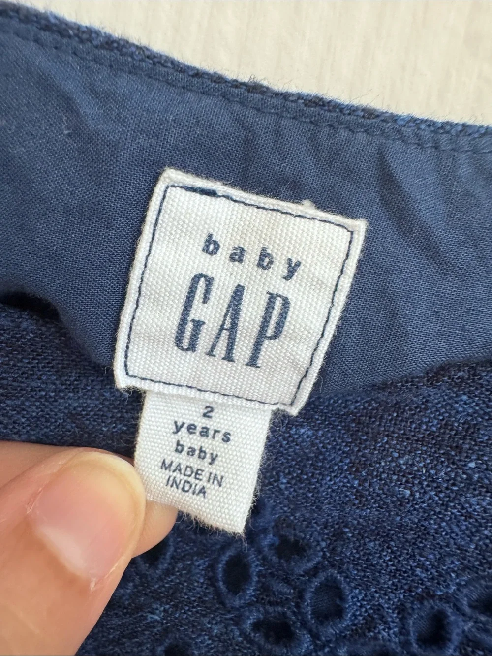 GAP Navy Blue Eyelet Flutter-Sleeve Dress